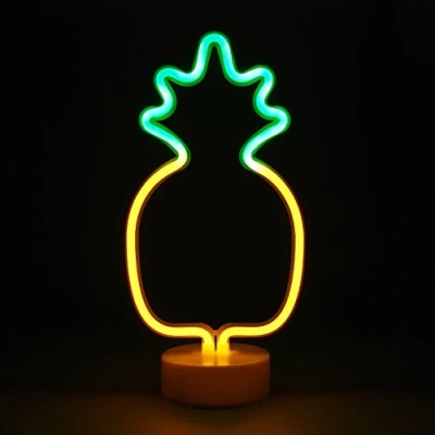 Image of Simpa LED Novelty Neon Light PINEAPPLE YELLOW Choose from various designs &amp; colours Ideal for your home, office desk or as a gift USB power cable included. Uses 3 x AA Batteries Not Supplied