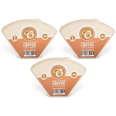 Image of 240 Size 1 Coffee Filter Paper Cones, Unbleached by EDESIA ESPRESS