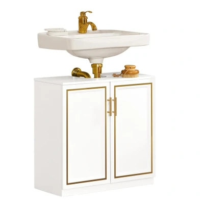 Image of Sobuy Under Sink Cabinet Bathroom Floor Vintage,BZR86 W