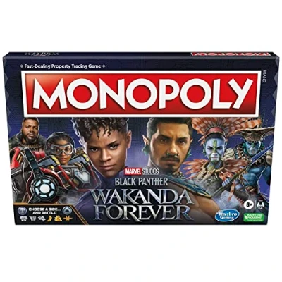 Image of Hasbro Gaming Monopoly: Marvel Studios&#039; Black Panther: Wakanda Forever Edition Board Game for Families and Kids Ages 8+, 2 6 Players