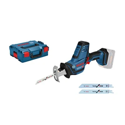 Image of Bosch Professional 18V System GSA 18 V LI C cordless reciprocating saw (compact version, 3 x blades, excluding rechargable batteries and charger, in L BOXX)