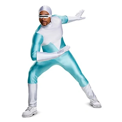 Image of DISGUISE 66889D Frozone Deluxe Adult Costume Disney Incredibles Sized, Blue, L/XL (42 46)