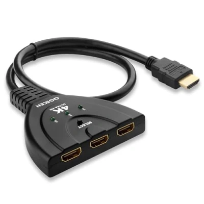 Image of HDMI Switch 4K, QGECEN Splitter 3 In 1 Out, Port Switcher, Hub for TV Amazon Fire Stick Chromecast Roku Laptop Playstation Xbox, Supports Full HD 1080P 3D HDCP