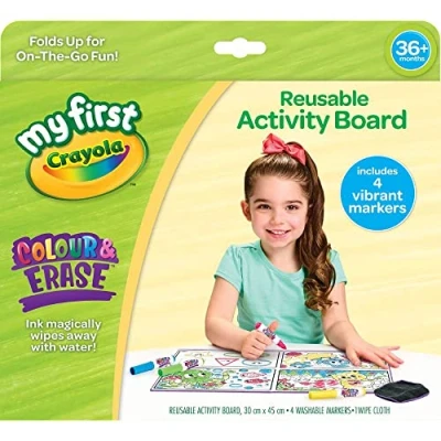 Image of CRAYOLA MyFirst Colour &amp; Erase Reusable Activity Board (Includes 4 Washable Markers) Lets Kids Create Over Again Ideal for Aged 3+