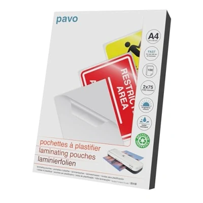 Image of PAVO 2x75 Micron A4 Fast Laminating Pouch (Pack of 100)