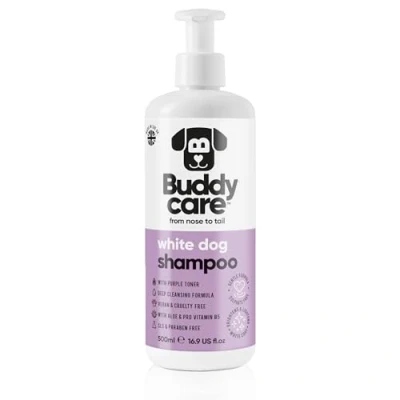 Image of White Dog Shampoo by Buddycare Brightening and Whitening for Dogs Deep Cleansing, Fresh Scented With Aloe Vera Pro Vitamin B5 (1L)