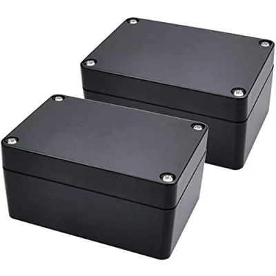 Image of Therlan 2 Pack Black Waterproof Plastic Project box ABS IP65 Electronic Junction Enclosure 100 x 68 50 mm