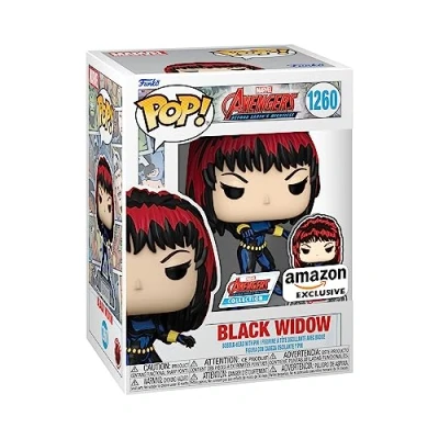 Image of Funko Pop! Marvel: A60 Comic Black Widow With Enamel Pin Marvel Comics Amazon Exclusive Collectable Vinyl Figure Gift Idea Official Merchandise Toys for Kids &amp; Adults