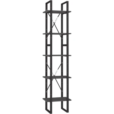 Image of vidaXL 5 Tier Book Cabinet Grey 40x30x175 cm Pinewood
