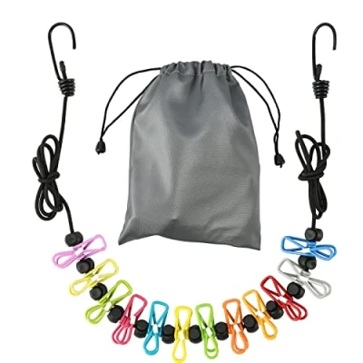 Image of Retractable Portable Clothesline for Travel，Clothing line with 12 Clothes Clips, Indoor Laundry Drying line,Outdoor Camping Accessories