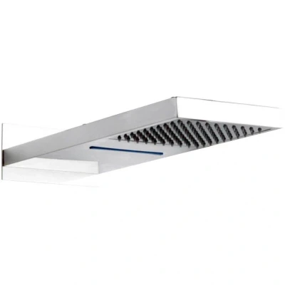 Image of Hudson Reed HEAD48 ǀ Modern Bathroom Rectangular Shower Head with Waterfall Option, 100mm x 200mm, Chrome
