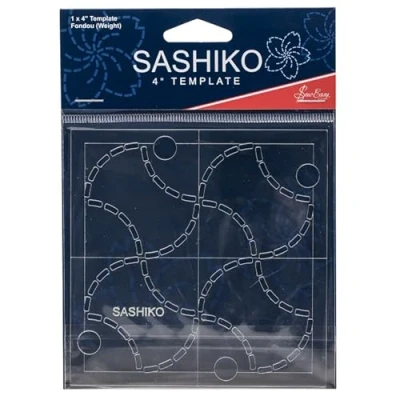 Image of Sew Easy 4 Sashiko Template Fondou (Weights) Quilting &amp; Patchwork Rule for Applique Sewing, Transparent Acrylic Non Slip, Instructions Included