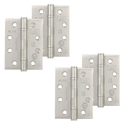 Image of Decoranddecor Door Hinges Internal Fire Rated 4inc / 102mm Ball Bearing Steel Satin Nickel 2 Pairs