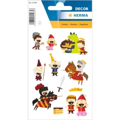 Image of HERMA 15485 Stickers for Children, Little Knight (30 Stickers, Matte Paper), Self Adhesive, Permanent Adhesive Motif, Labels Girls and Boys, Colourful
