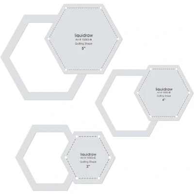 Image of Liquidraw Quilting Templates &amp; Rulers for Patchwork Acrylic Stencils Set of 3 Hexagon, Hearts, Square Stars (Hexagon 3)