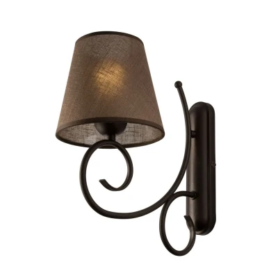 Image of Lorenzo Wall Lamp With Fabric Shade Brown, 1x E27