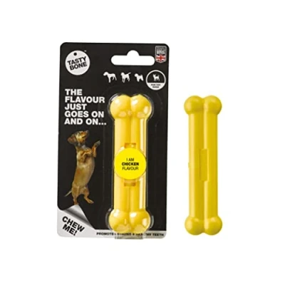 Image of TastyBone Nylon Dog Chew Toy for Dogs (Chicken) Indestructible Aggressive Chewers, Everlasting Flavour, Strong Healthy Teeth, Made in the UK