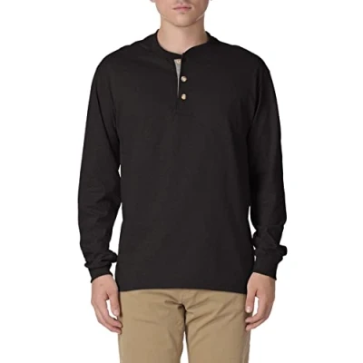 Image of Hanes Men&#039;s O5719 henley shirts, Ebony, L UK
