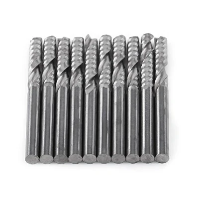 Image of 10pcs End Mills Set 4mm Shank Single Flute Milling Cutter Bits Tungsten Carbide Spiral CNC Router for Cutting Acrylic, PVC, MDF, Density Board, Wood