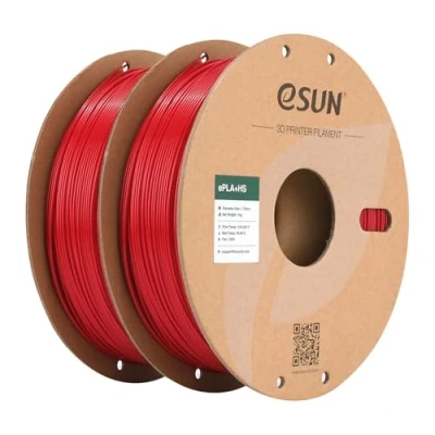 Image of eSUN PLA+ Filament 1.75mm, ePLA+HS High Speed 3D Printer Dimensional Accuracy +/ 0.03mm, 1KG per Spool, 2 Spools for Printers,Fire Engine Red