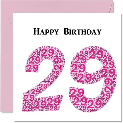 Image of Fun 29th Birthday Cards for Woman Shapecloud Happy Card Son Daughter Brother Sister Uncle Auntie Niece Nephew Cousin, 145mm x Greeting Cards,