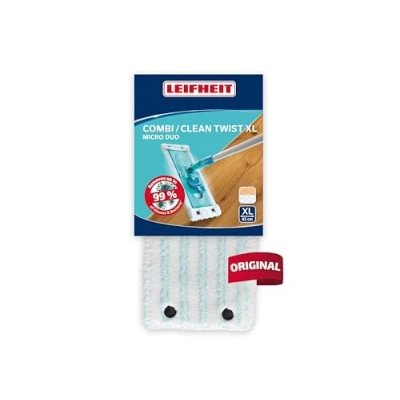 Image of Leifheit Replacement Wiper Cover Clean for Twist XL Micro Duo Mop, Microfibre Mop Head, Cleaning Absorbent Floor 42 cm wide