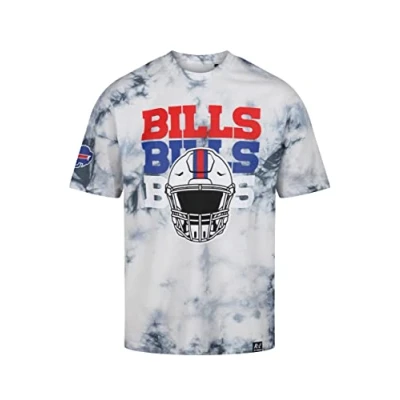 Image of Recovered Buffalo Bills NFL Tie Dye Relaxed Oversized T Shirt Navy White