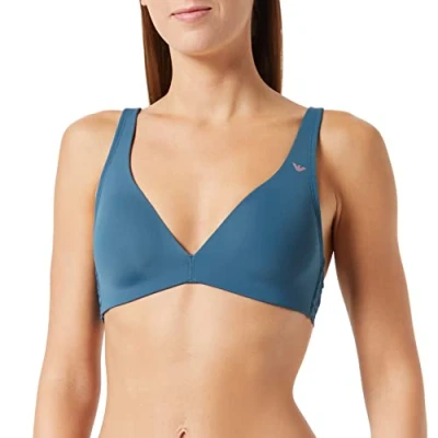 Image of Emporio Armani Women&#039;s Padded Bralette Bra, Obsidian, L