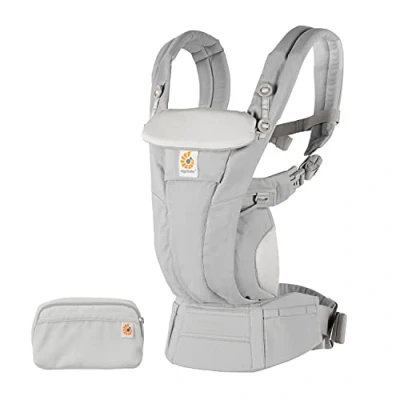 Image of Ergobaby Omni Dream Baby Carrier for Newborns, from Birth to 20.4 kg, 4 Positions, SoftTouch Cotton, Ergonomic Front Inward and Back Carry Position, Pearl Grey