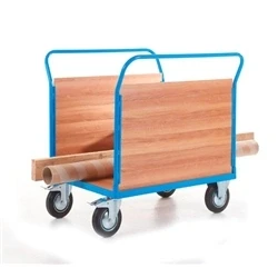 Image of 2 Veneer Sides Platform Truck; 1500 x 800 1050; Steel; Blue/Veneer