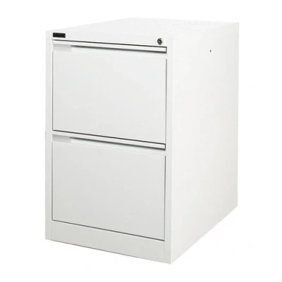 Image of 2 Drawer White Steel Filing Cabinet 62D x 47W 71H (cm)