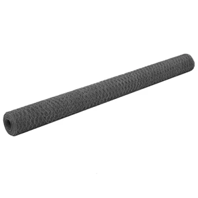 Image of vidaXL Chicken Wire Fence Steel Grey PVC Coated Mesh for Aviary, Rabbit, Cages Poultry Confinement Weather Resistant 25x1.5 m