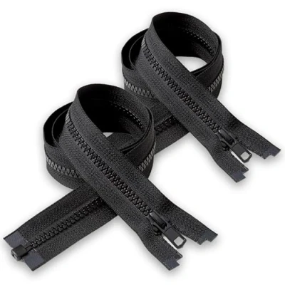 Image of IPEA Black Zip 80 cm Long Pack of 2 Chain Size #5 Divisible Zippers for Glare Sewing Furniture Jackets Width 30 mm