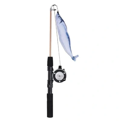 Image of Gorwagely Cat Fishing Toy, Retractable Wand Toys Teaser, Telescopic Pole (White)