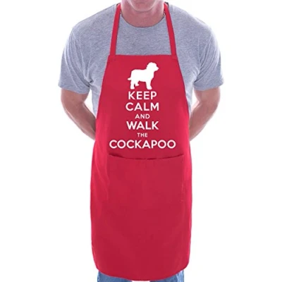 Image of Print4U Keep Calm Walk The Cockapoo Dog Lover BBQ Cooking Novelty Apron Red