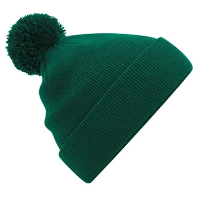Image of Beechfield Cuffed Design Original Pom Beanie Bottle Green