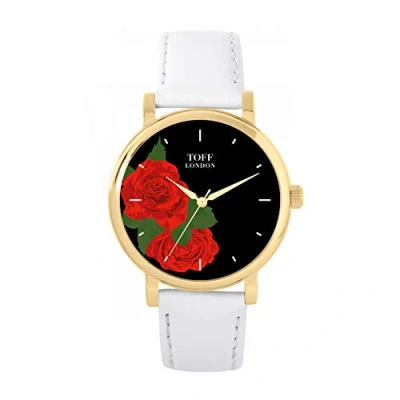 Image of Toff London Ladies Red Rose Flower Watch