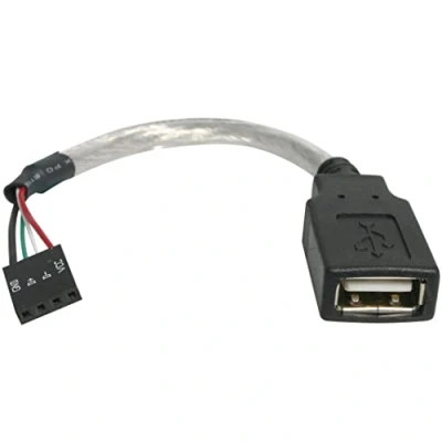 Image of StarTech.com USBMBADAPT 6 Inch USB 2.0 A to 4 Pin Motherboard Header Adapter F/F, cable, (F) (F), Black