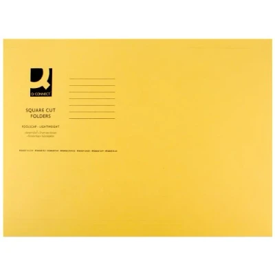 Image of Q Connect Square Cut Folder Lightweight 180gsm Foolscap Yellow (Pack of 100)