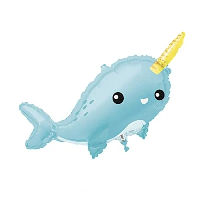 Image of Unique 54990 Giant Foil Narwhal Balloon 94 cm, Multicolour