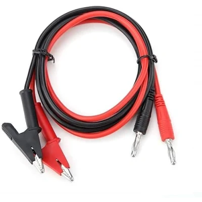 Image of Fasizi 2Pcs 15A 4mm banana plug to alligator clip clamp test probe cable line Red + Black