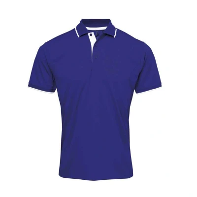 Image of Premier Mens Coolchecker Contrast Pique Polo Shirt (Royal Blue/White) Navy/Blue Size 2XL