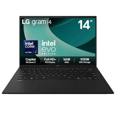 Image of LG gram 14 14Z90T G.AA75A1 14&quot; Laptop, Copilot Intel®Core Ultra 7, 512 GB SSD, Black, Black