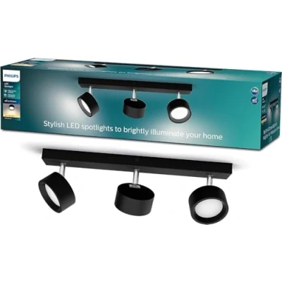 Image of PHILIPS LED Bracia Spot 3x5.5W Warm White 2700k [5.5W Black] for Indoor Home Lighting, Living Room, Study, Office