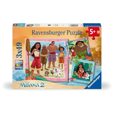 Image of Ravensburger Disney Moana 2 Toys Jigsaw Puzzles for Kids Age 5 Years Up 3x 49 Pieces