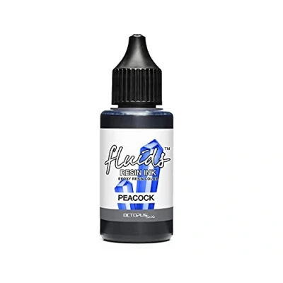 Image of Octopus Fluids resin Ink PEACOCK, Alcohol for epoxy and UV Resin, colour translucent art, dye liquid, 30 ml, blue