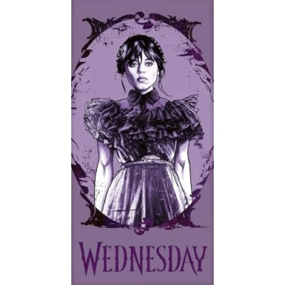 Image of Jerry Fabrics Wednesday Ultra Soft Cotton Beach Towel 70x140 cm Bath Towel, 100% Cotton, Purple