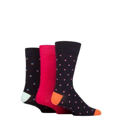 Image of Mens 3 Pair Glenmuir Patterned Bamboo Socks Spots Navy 7 11