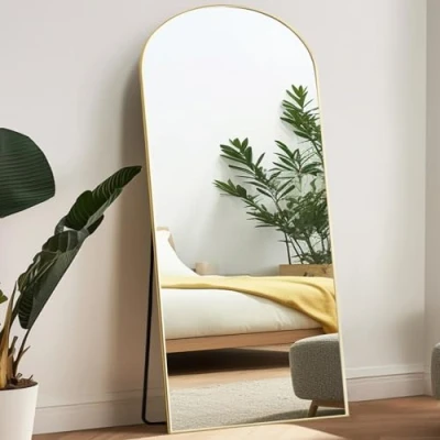 Image of Melodieux Arch Mirror Full Length Big Floor with Stand 85x192 CM inch Large Free Standing Body Gold Frame Dressing Hanging Leaning Wall mounted for Bedroom Living Room