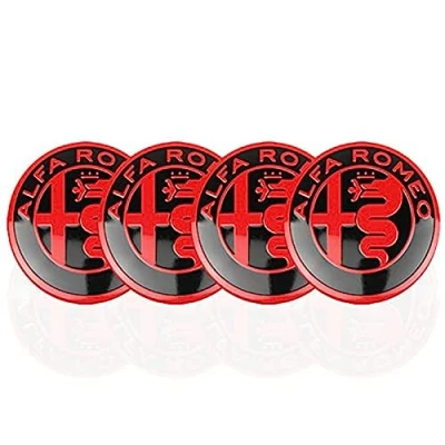 Image of 4pcs Car Wheel Center Hub Caps for Alfa Romeo Giulia Stelvio MiTo Giulietta Tonale 147 156 159, Hubcap Waterproof Sticker Styling Accessories,red